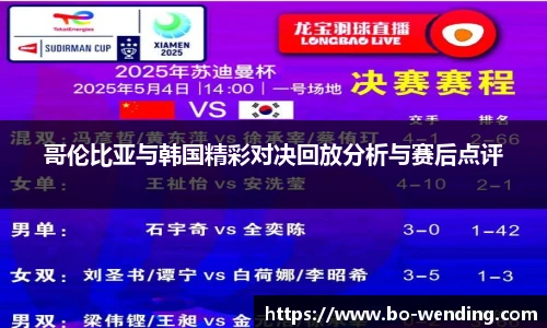 哥伦比亚与韩国精彩对决回放分析与赛后点评